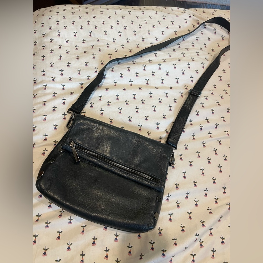 Hammitt Black Leather Fold Over Top Crossbody Purse